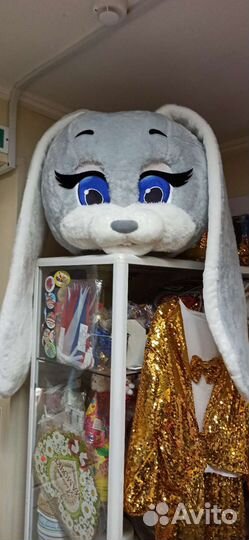 Ростовая кукла Зайка Хрумка серый и аксессуары