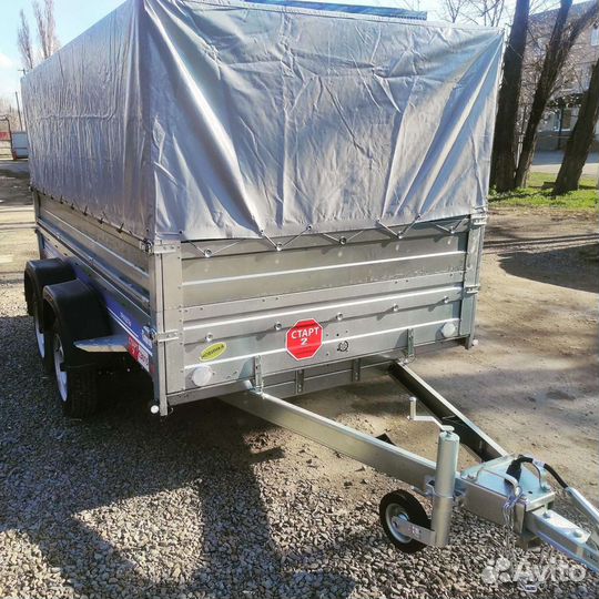 Двухосный прицеп с доп бортами и тентом