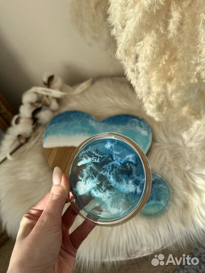 Набор сервировочная доска + подстаканники