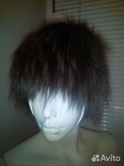 Шапка зимняя натуральный мех, вязанка