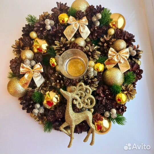 Новогодний(Рождество) Венок и подсвечник(набор)