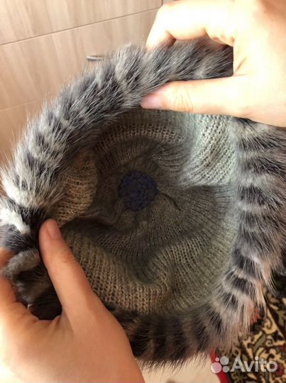 Шапка норковая, вязанная, на подкладе