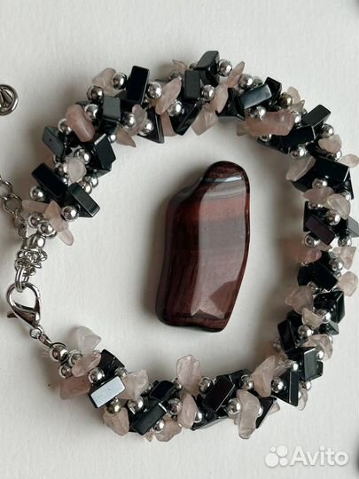 Браслет из Розового кварца и гематита