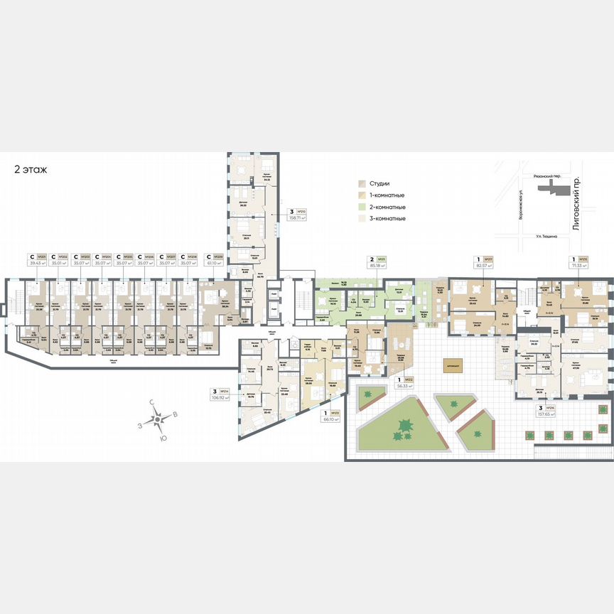 3-к. апартаменты, 156,3 м², 2/10 эт.