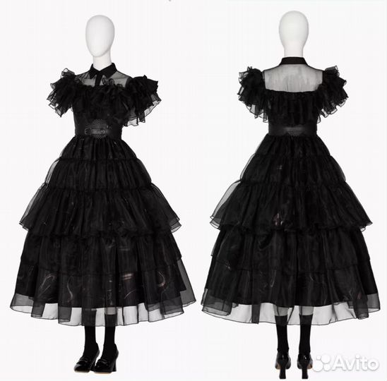 Косплей костюм платье Уэнсдей Аддамс аниматорам