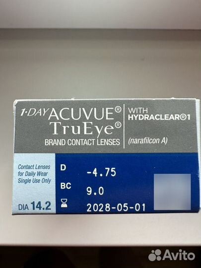 Линзы acuvue trueye -4,75