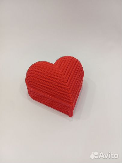 Шкатулка Вязаное сердце большая