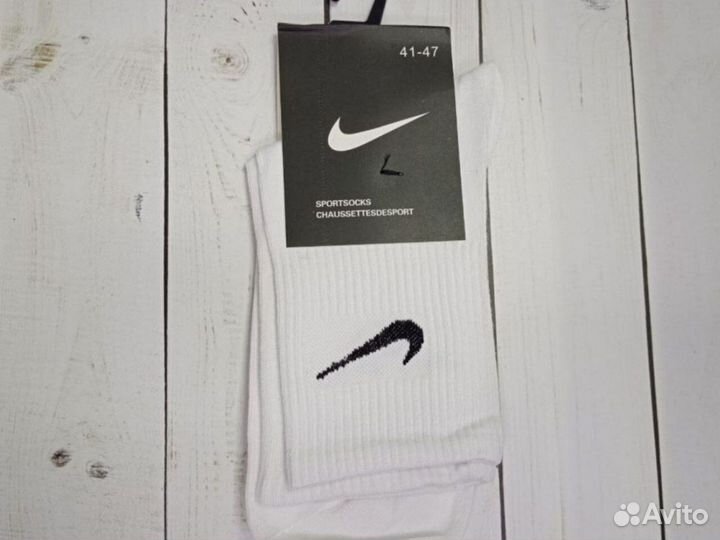 Белые чёрные носки Nike хлопок