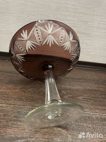 Ваза для фруктов цветной хрусталь