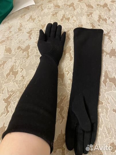 Перчатки трикотажные длинные на утеплителе