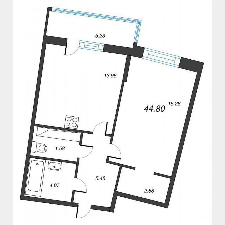 1-к. квартира, 48,5 м², 20/22 эт.