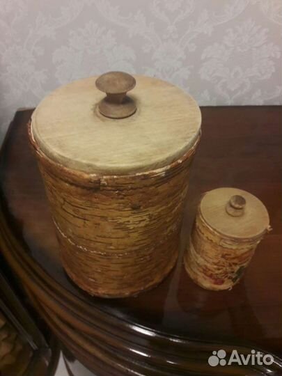 Две старинные шкатулки из бересты. Набор