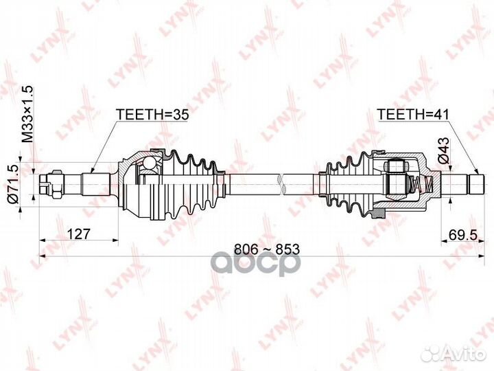 Привод в сборе L citroen Jumper 2.2D-3.0D 06