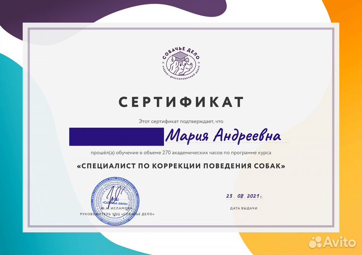 Кинолог-зоопсихолог (коррекция поведения собак)