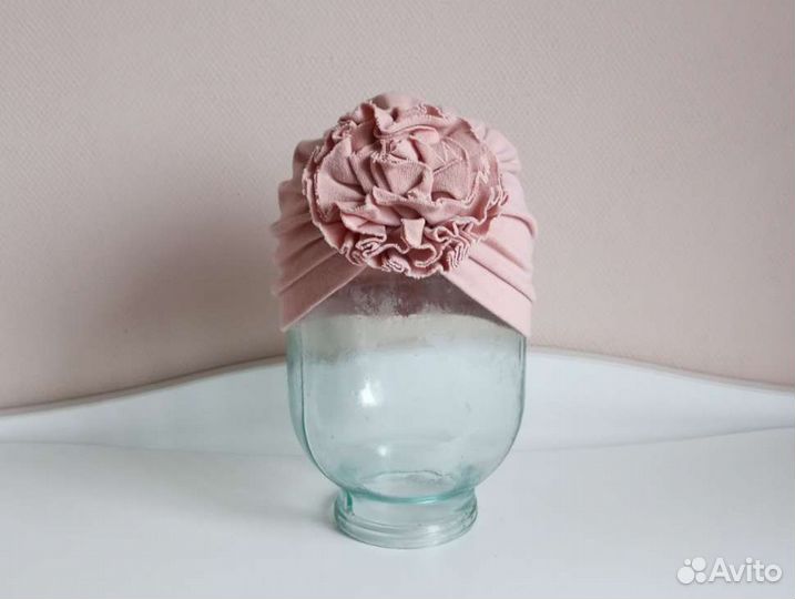 Шапочка для девочки с цветком (чалма) р. 44-48