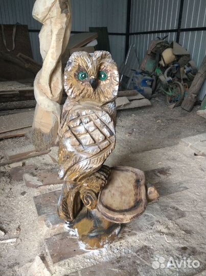 Сова с подносом из дерева