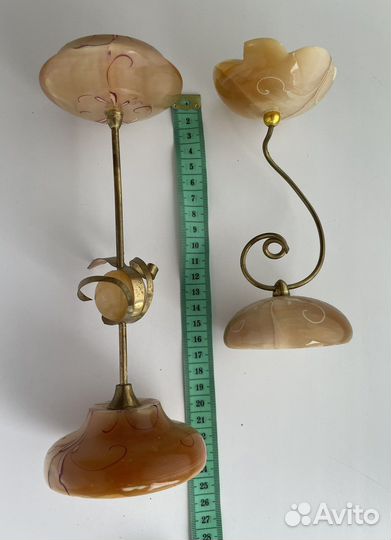 Подсвечник бронза и селенит