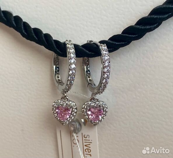 Серьги Пандора Розовое сердце Pandora