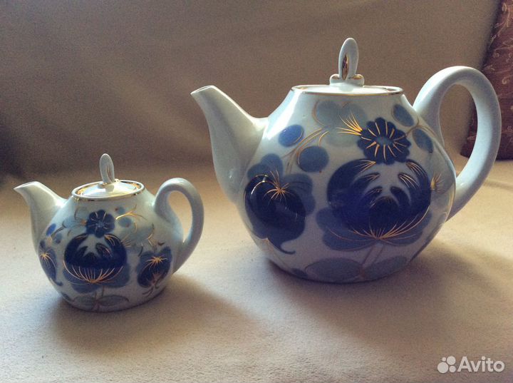 Набор чайников «Синие цветы» на 3 литра и 0,5 литр