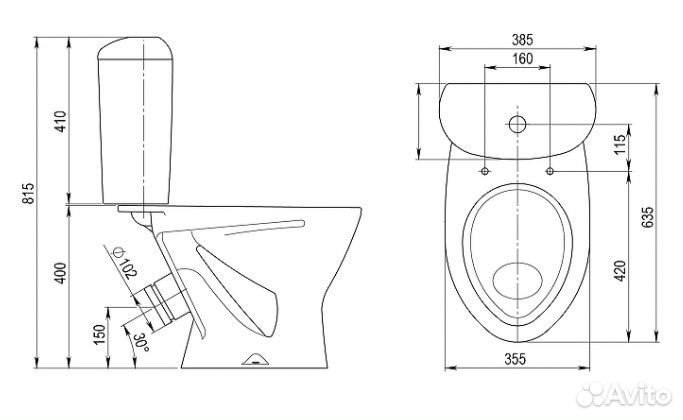 Унитаз с бачком новый