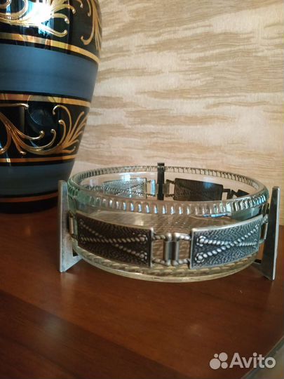 Конфетница СССР, стекло и металл