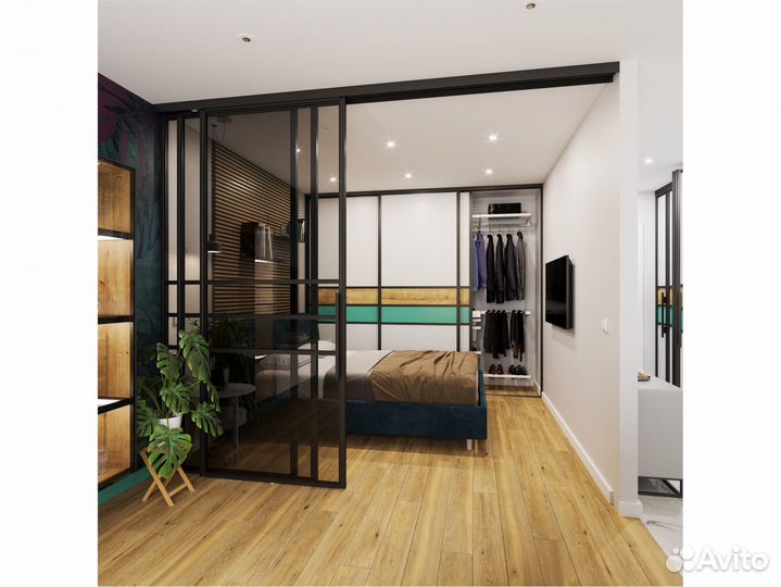 Раздвижная перегородка для зонирования