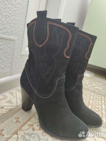 Сапоги демисезонные замшевые натуральная замша 38