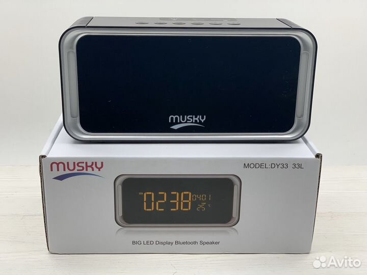 Блютуз колонка Musky DY-33 + часы, будильник