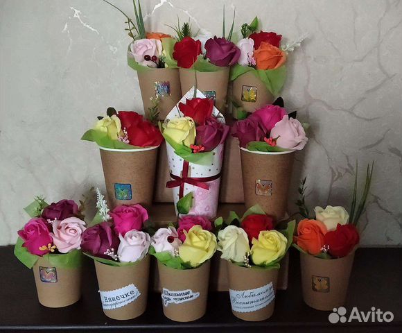 Подарочный букет из мыльных роз