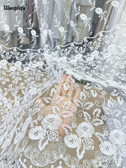 Тюль с вышивкой цветы. Новый