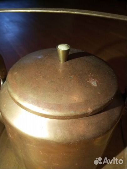 Антикварный латунный чайник с подносом 5 л