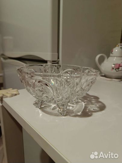 Ваза хрустальная на ножках Богемия Чехословакия