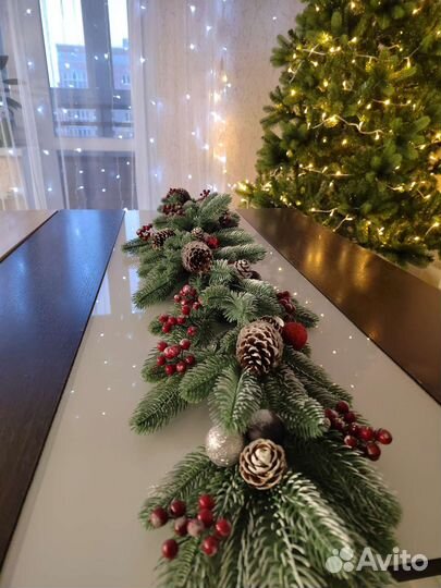 Гирлянда новогодняя из голубой ели искусственная