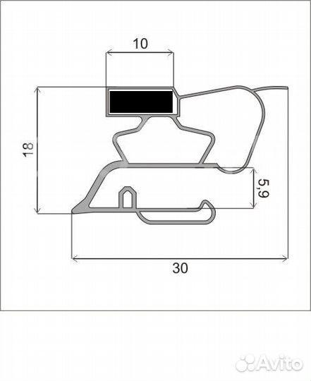 Резина для холодильников Ока 1000х580 см