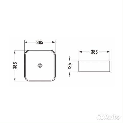 Раковина накладная 38,5х38,5 см. (белый)