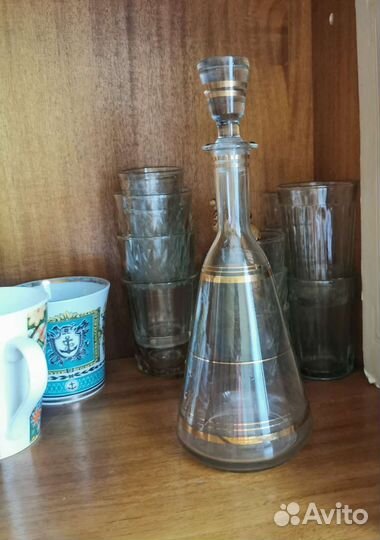 Стекло графин СССР винтаж. ваза на ножке