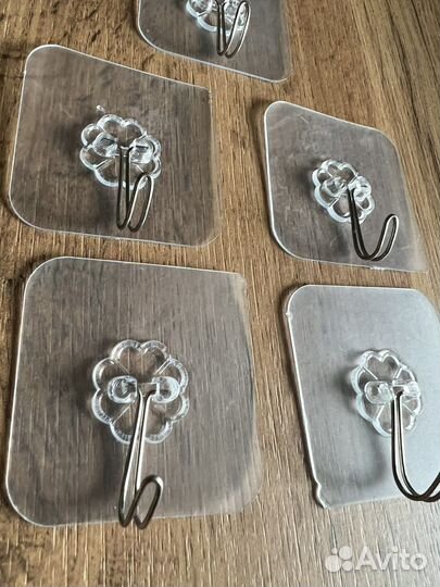 Крючки 10шт самоклеющиеся прозрачные