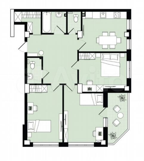 3-к. квартира, 89,5 м², 10/18 эт.