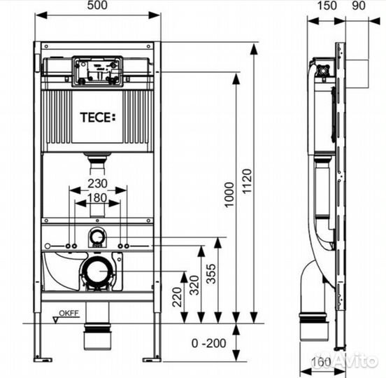 Инсталляция для унитаза Tece Рrofil 9300379