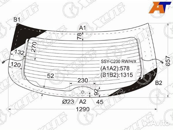 Стекло заднее ssangyong actyon
