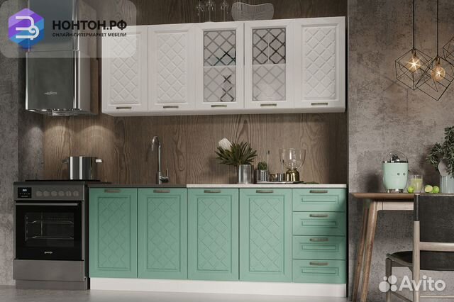 Кухня Агава 2.0 м акация белая / мята