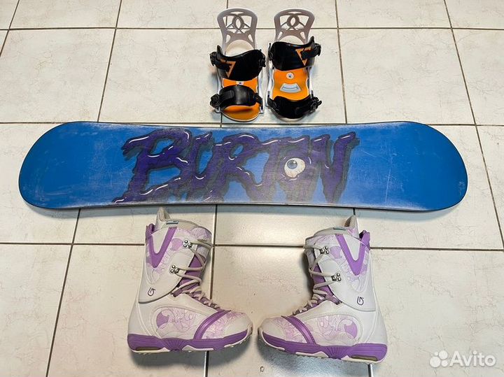 Детский сноуборд комплект Burton - 115+Drake - 35