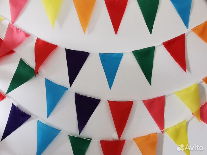 Гирлянда с разноцветными флажками, 10 метров