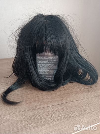 Парик черный каре с челкой