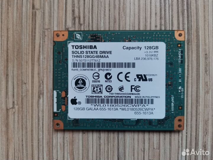 Жесткий диск Ssd 128gb Macbook air 2008 Mid 2009