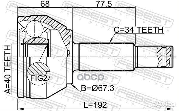 ШРУС наружный задний 40Х67.3Х34 0210z62r Febest