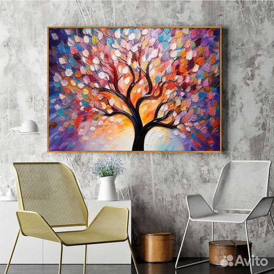 Текстурная картина маслом Дерево Интерьерная