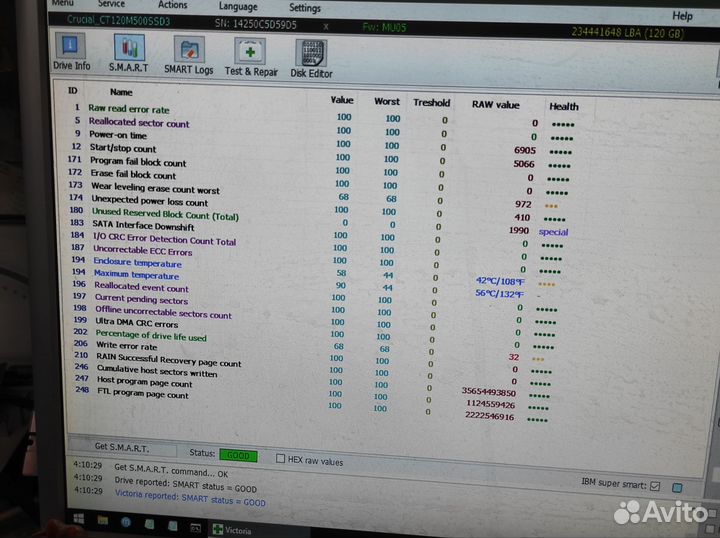 SSD накопитель Crucial M500 120гб, msata