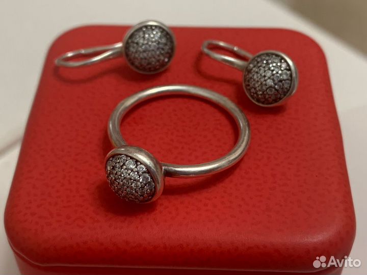 Серьги и кольцо Pandora