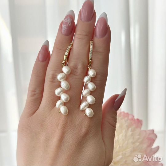 Серьги из жемчуга косички